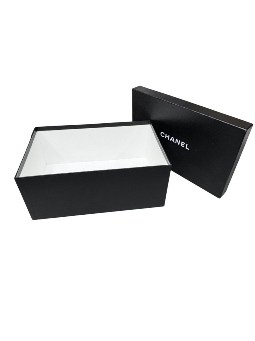 Chanel Black Gift Storage Box With Lid Shoes Boots Sandals Authentic 13"x8.75”x6
